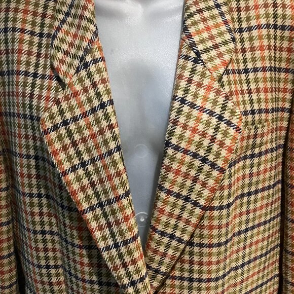 Vintage 80s Emporio Armani Blazer, Wool Checked Jacket - Picture 6 of 15